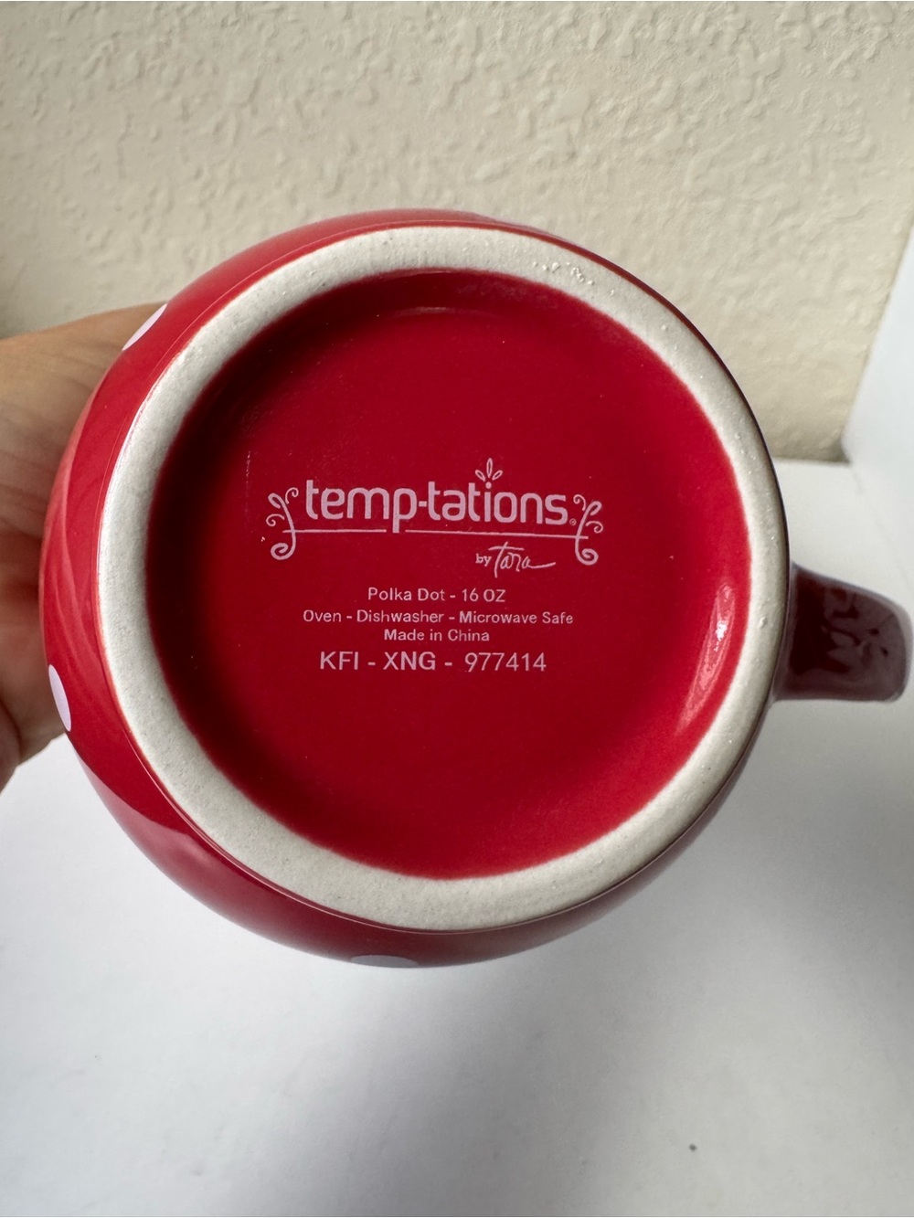 Temptations Red Polka Dot Ceramic Mug - 16 oz 🦋 - Picture 2 of 2